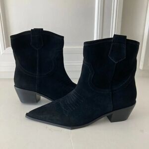 NWOT Intentionally Blank Free People Point Me West Black Suede Ankle Boots Sz 8